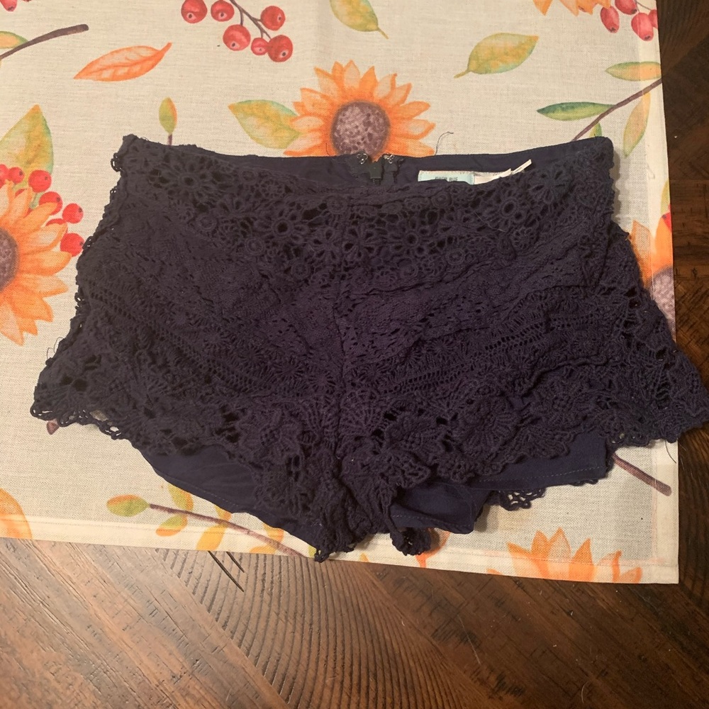 Navy blue crochet micro shorts